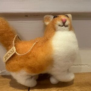 Roost Hand-Felted Wool Cat Ornaments - Set of 3 (Ginger, Grey, White)